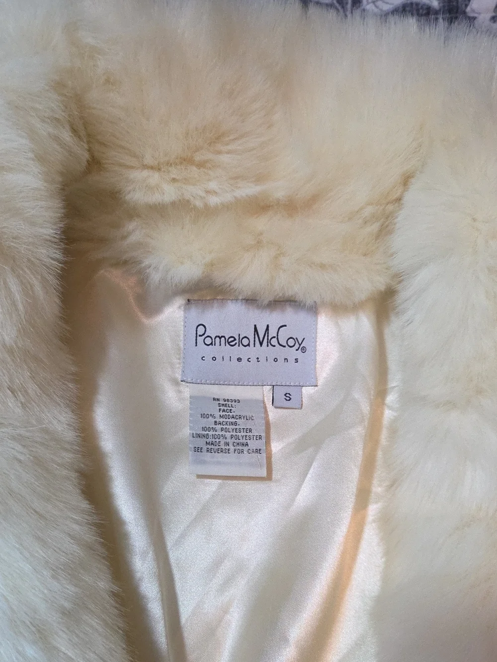 Pamela McCoy Ivory Faux Fur Long Coat Womens S Off White Small Jacket - Picture 5 of 12